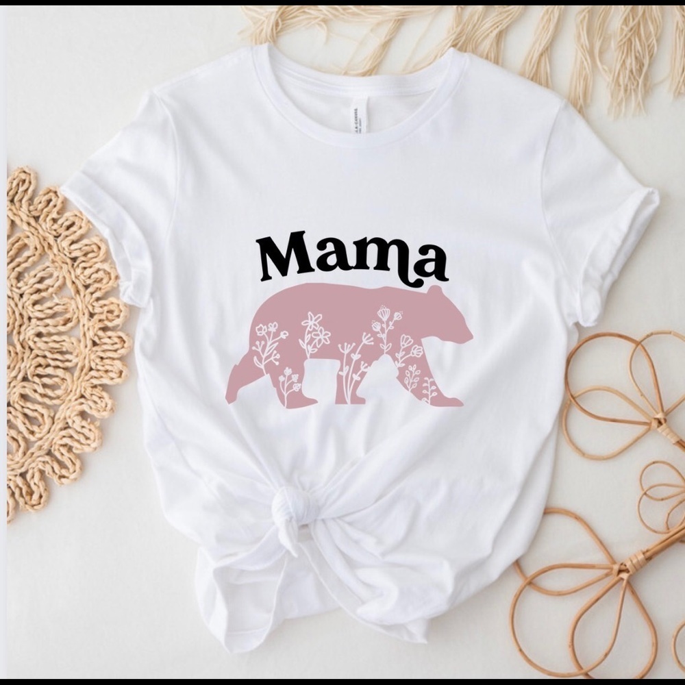 Mama Bear Crew Neck Short Sleeve Tee Shirt